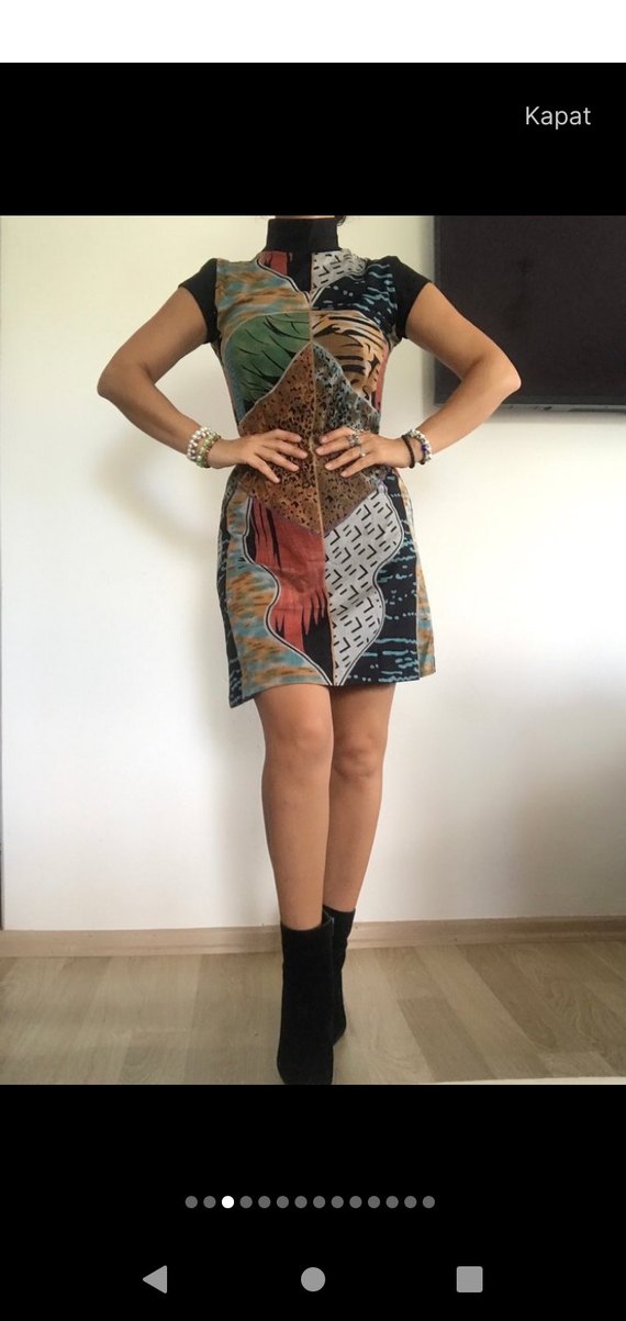 Desenli Bohem Elbise - Görsel 3