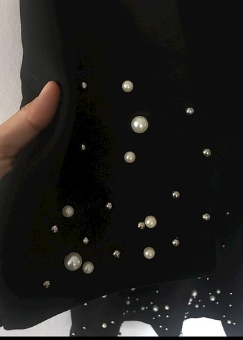 Siyah İnci Detaylı Elbise - Görsel 11