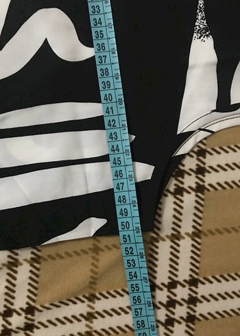 Siyah Beyaz Soyut Desenli Ofis Model Elbise - Görsel 8