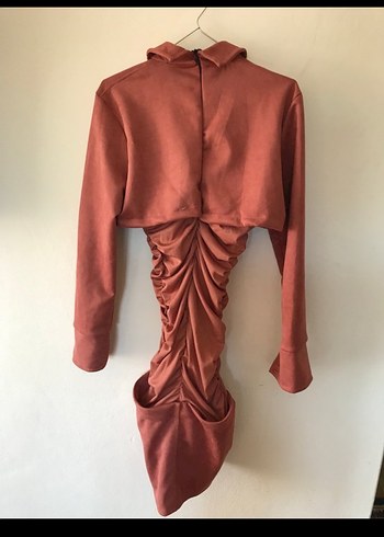 Scuba Süet Kumaş Tasarım Elbise - Görsel 4