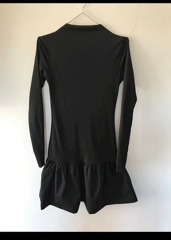 Uzun Kollu Siyah Esnek Elbise - Görsel 5