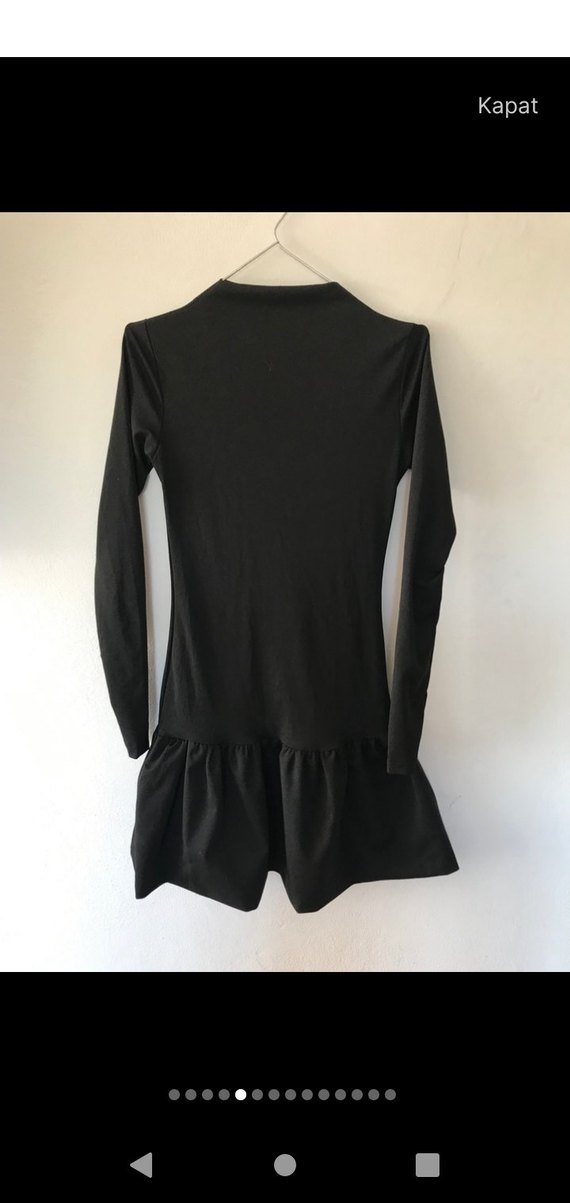 Uzun Kollu Siyah Esnek Elbise - Görsel 5