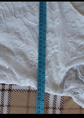 Yumuşak Güpür Muhteşem Beyaz Elbise - Görsel 10