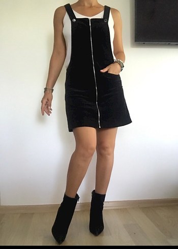 Kadife Askılı Elbise - Görsel 3