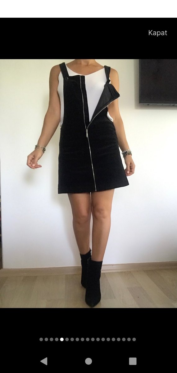 Kadife Askılı Elbise - Görsel 4