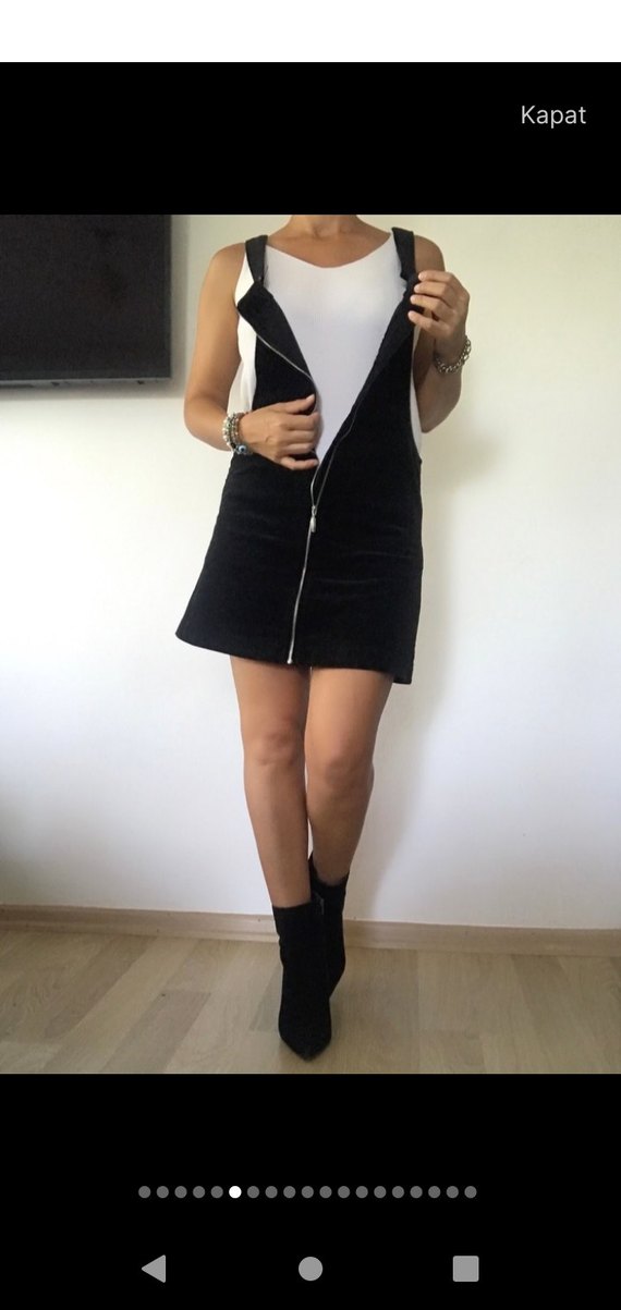 Kadife Askılı Elbise - Görsel 5