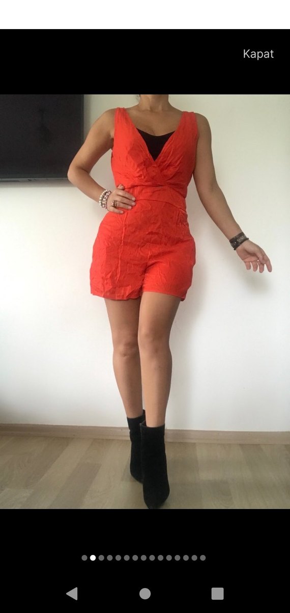 Kırmızı Cepli Tulum - Görsel 2