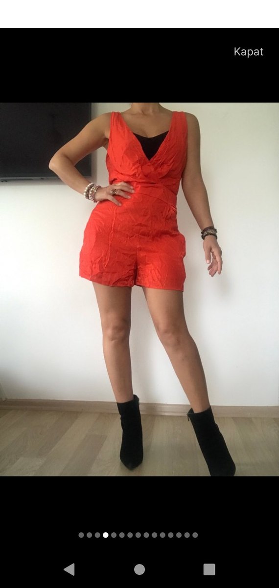 Kırmızı Cepli Tulum - Görsel 4