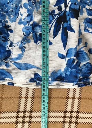 Mavi Desenli Bol Kesim Elbise - Görsel 6