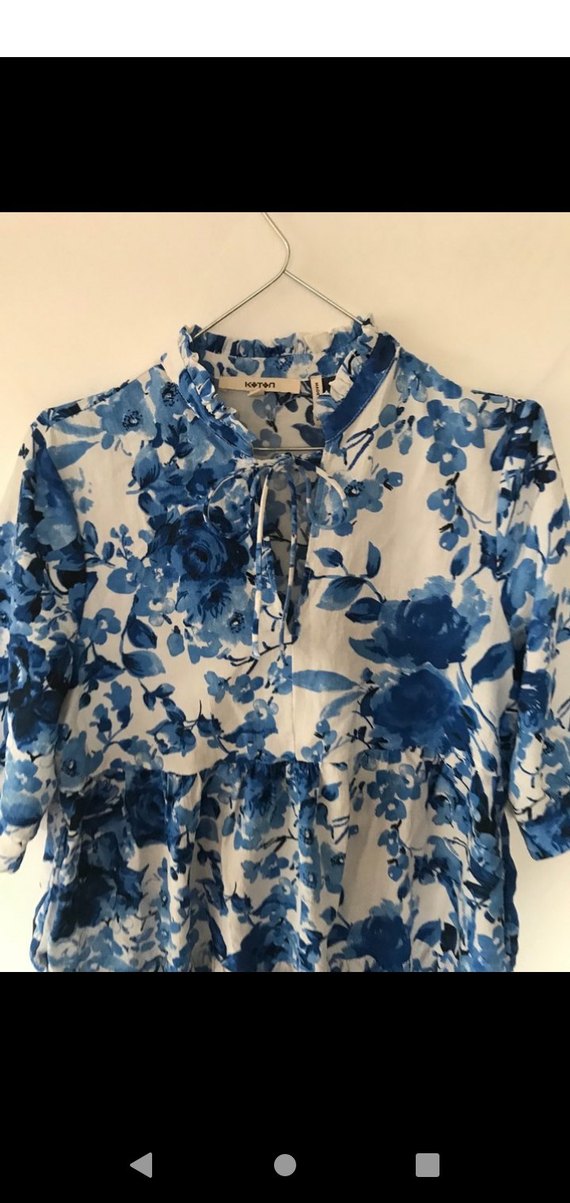 Mavi Desenli Bol Kesim Elbise - Görsel 4