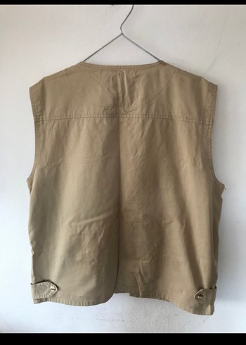 Düğmeli Bej Kolsuz Erkek Avcı Yelek - Görsel 6