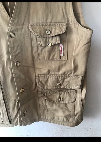 Düğmeli Bej Kolsuz Erkek Avcı Yelek - Görsel 4