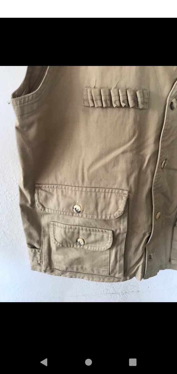 Düğmeli Bej Kolsuz Erkek Avcı Yelek - Görsel 2