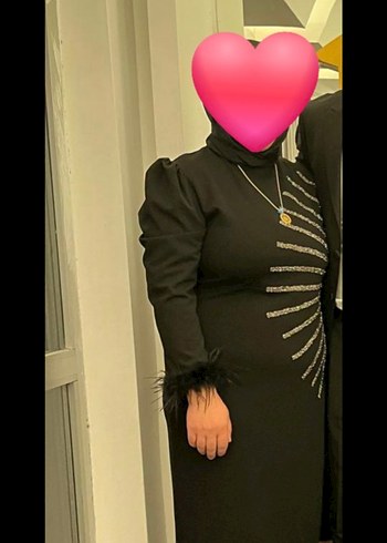 Kürk Detaylı Siyah Uzun Kadın Elbise - Görsel 5