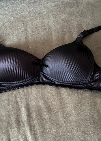 Klasik Siyah Düz Dokulu Sütyen - Görsel 2