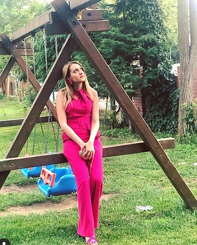 Zara pembe tulum kemer detaylı 34 beden
