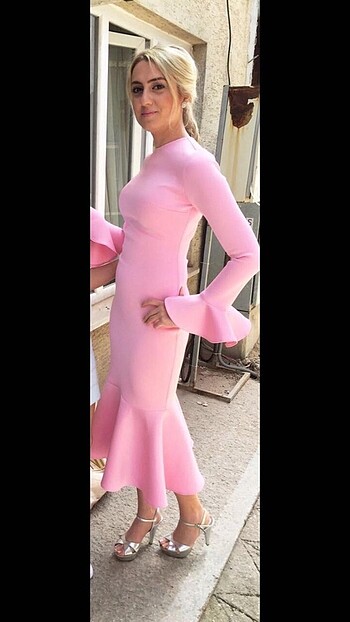 Pembe xs dalgıç kumaş elbise