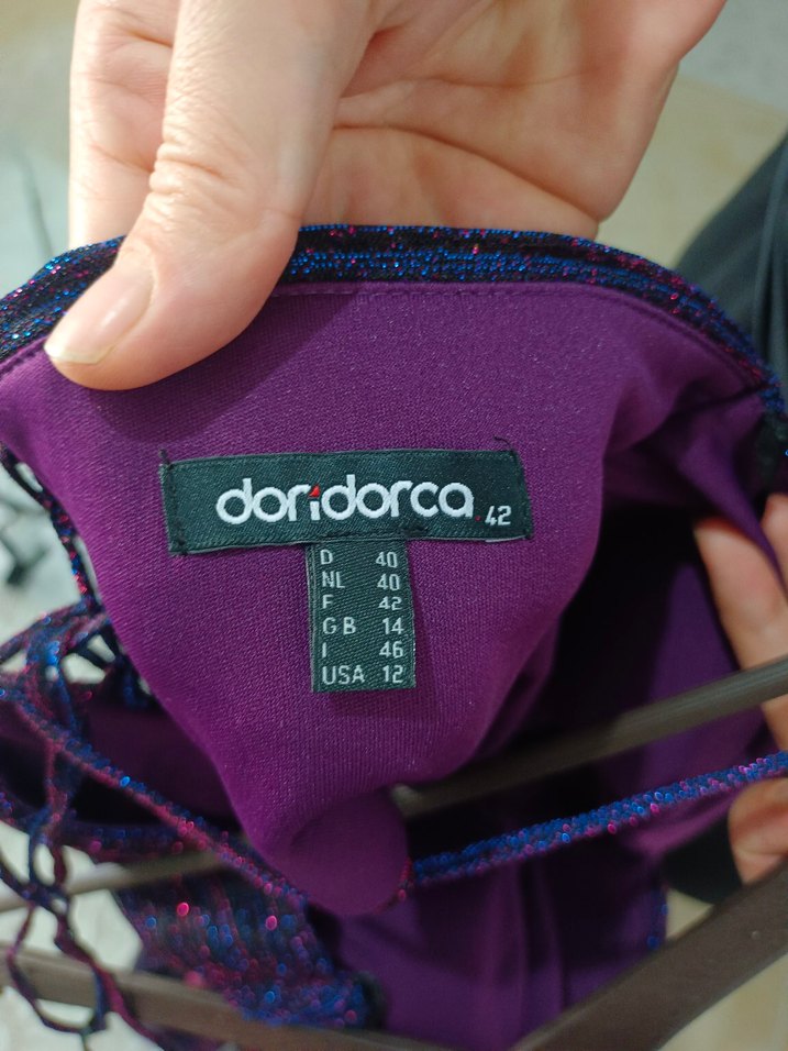 Kadın Mor Drapeli Uzun Abiye Elbise - Görsel 5