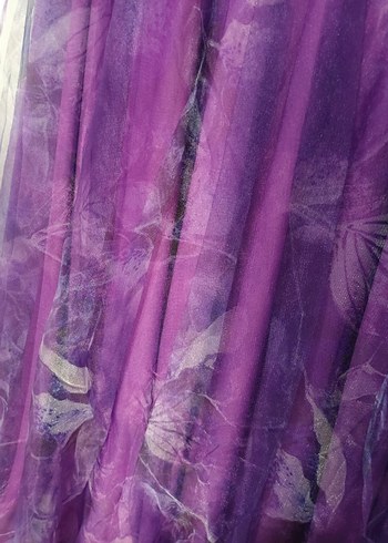 Mor Drapeli Uzun Abiye Elbise - Görsel 7