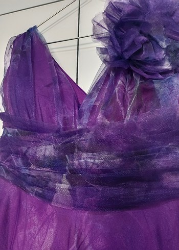 Mor Drapeli Uzun Abiye Elbise - Görsel 6