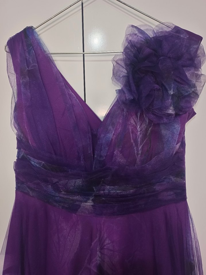 Mor Drapeli Uzun Abiye Elbise - Görsel 3