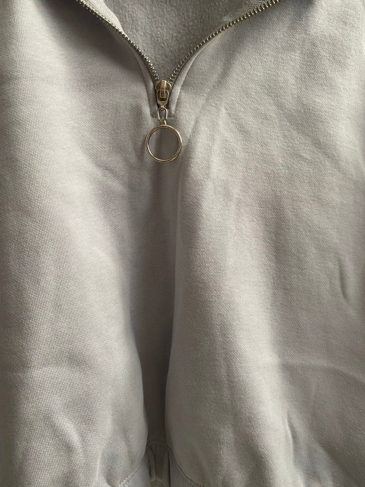 Gri Yarım Fermuarlı Kadın Sweatshirt - Görsel 3