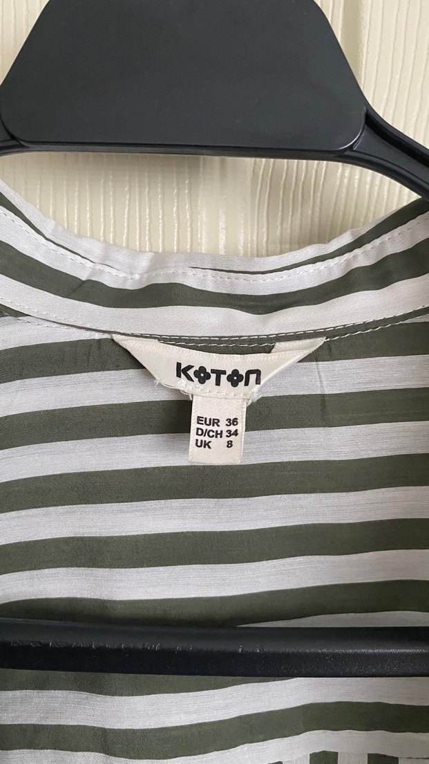 Haki Çizgili Kadın Gömlek - Görsel 2