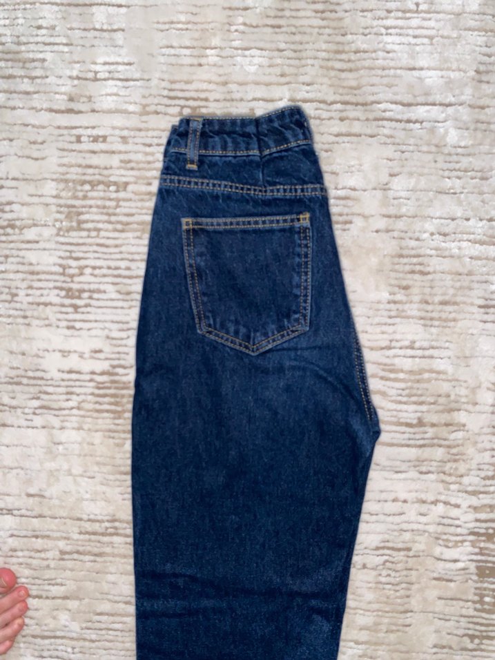 Kadın Lacivert Çizgi Detaylı Rahat Kesim Jean - Görsel 3