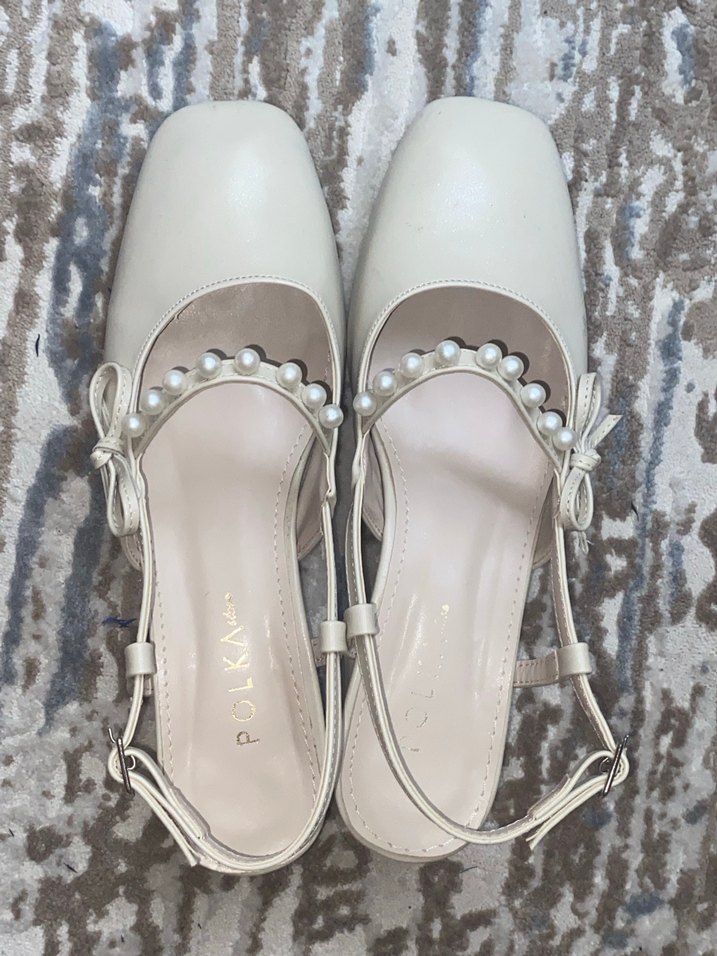 Mary Jane Bej İnci Detaylı Klasik Topuklu Ayakkabı - Görsel 2