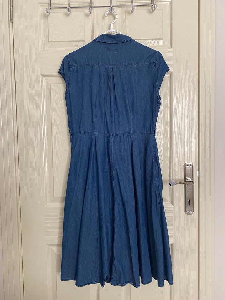 Düğmeli Midi Kot Elbise - Görsel 3