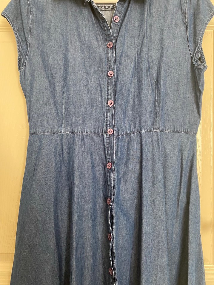 Düğmeli Midi Kot Elbise - Görsel 2