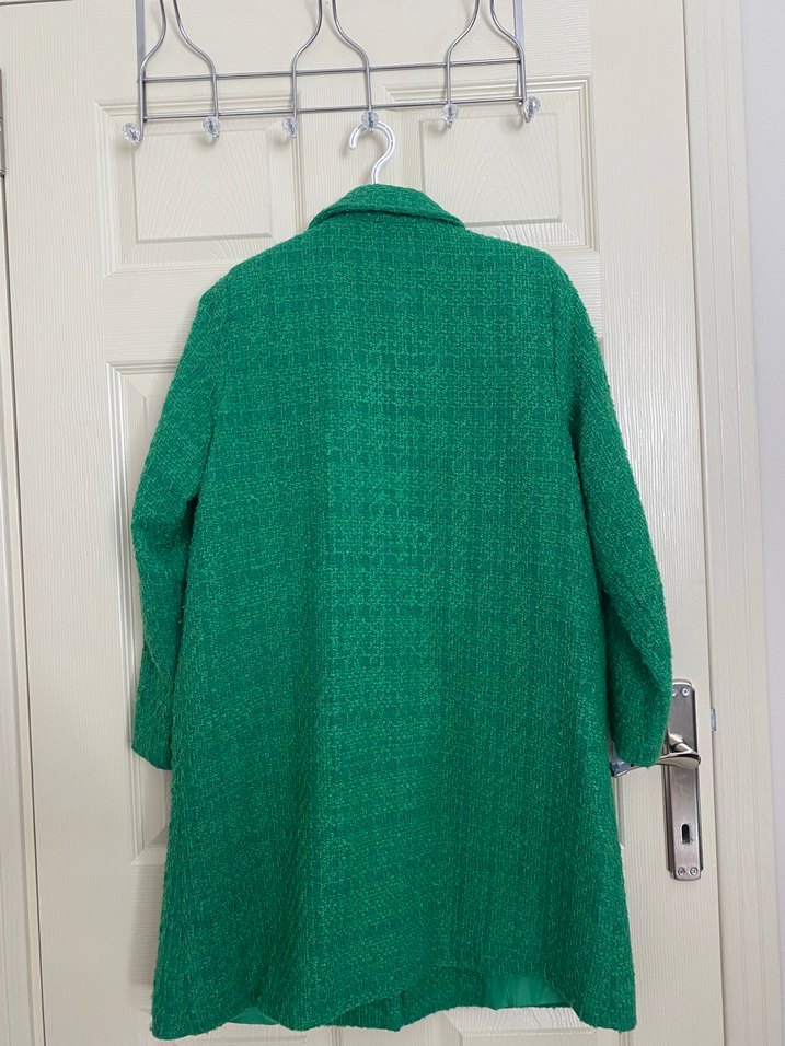 Düğmeli Yeşil Midi Kadın Yün Kaban - Görsel 4