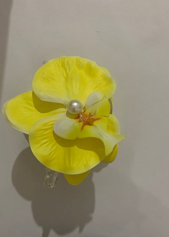 Diğer Sarı Çiçekli ve pembe Elastik Kadın Toka