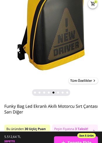 Diğer Led Ekranli Sari Siyah Motorcu Sirt Cantasi