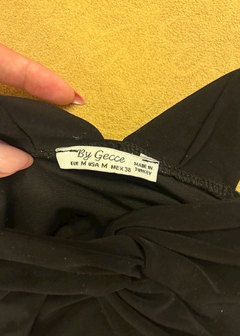 s Beden V Yaka Kısa Siyah Crop Top