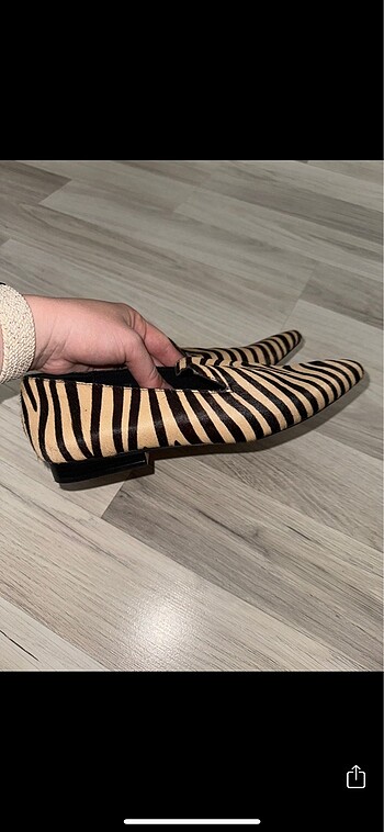 38 Beden Zara hayvan zebra desenli loafer