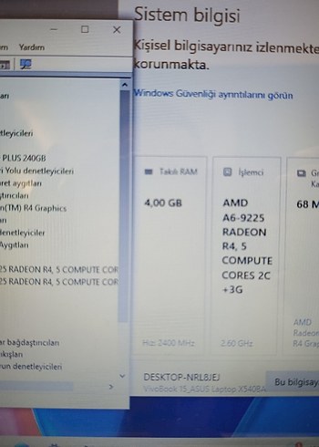 Yepyeni Asus AMD A6 9. nesil 2.60GHz ve 256GB SSD li - Görsel 7