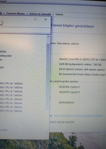 DELL kalitesi i5 8 rem 256 nvme seri çalışan laptop, ofis,. - Görsel 6