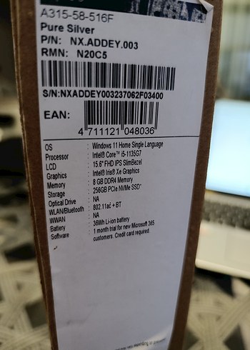 Kutu yepyeni Acer i5 Laptop 8gb 256GB - Görsel 8