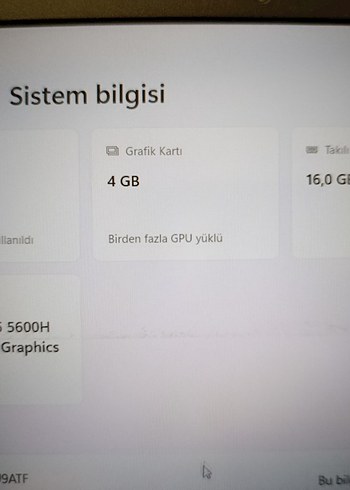 RTX3050 ekran kartlı Lenovo Laptop r5 16GB 512GB - Görsel 8