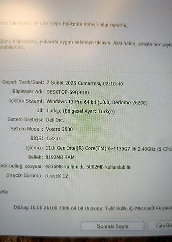 11. nesil i5 Dell laptop 512GB 8GB - Görsel 4