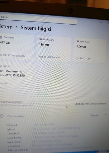 12. nesil i5 KUTULU HP laptop 512GB 8GB - Görsel 6