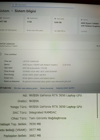 Garantili DDR5 sistem Lenovo RTX3050 512GB - Görsel 9