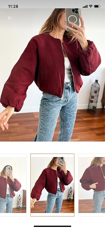 s Beden bordo Renk bordo bomber ceket