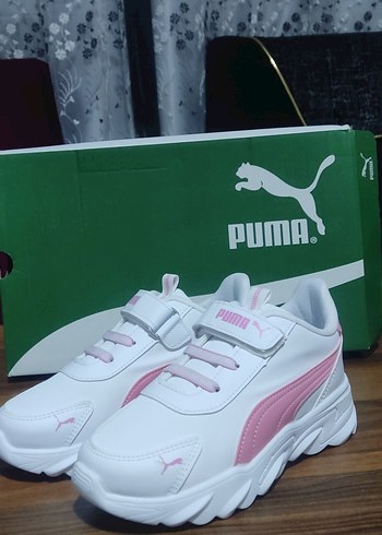 32 Beden pembe Renk Kız Çocuk Pembe Puma Sneaker Velcro Bağcıklı