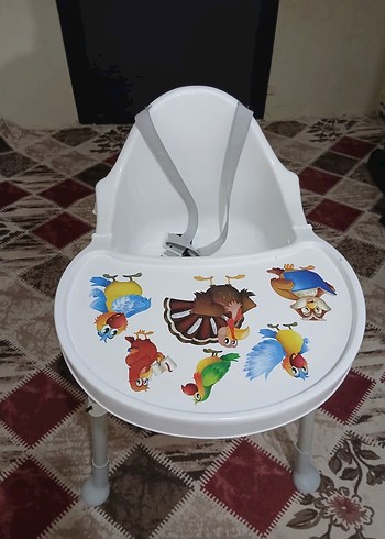 Diğer Beyaz Çocuk Mama Sandalyesi Renkli Hayvan Desenli