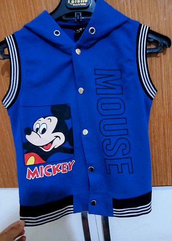 Mavi Mickey Mouse Baskılı Erkek Çocuk Yelek