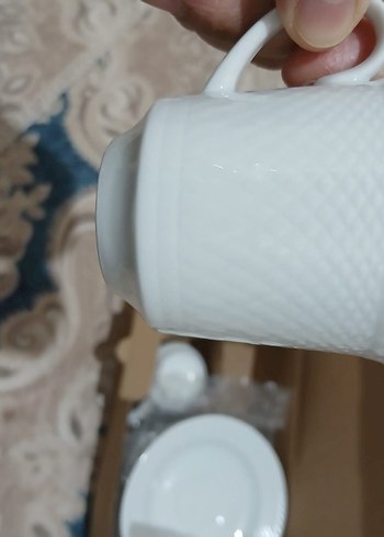 Beden beyaz Renk 6 lı Beyaz Seramik kahve Fincan ve Tabak Seti