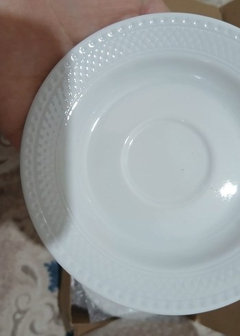 Kütahya Porselen 6 lı Beyaz Seramik kahve Fincan ve Tabak Seti