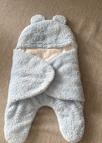 Mavi Bebek Battaniyesi, Peluş Kumaşlı kundak - Görsel 2